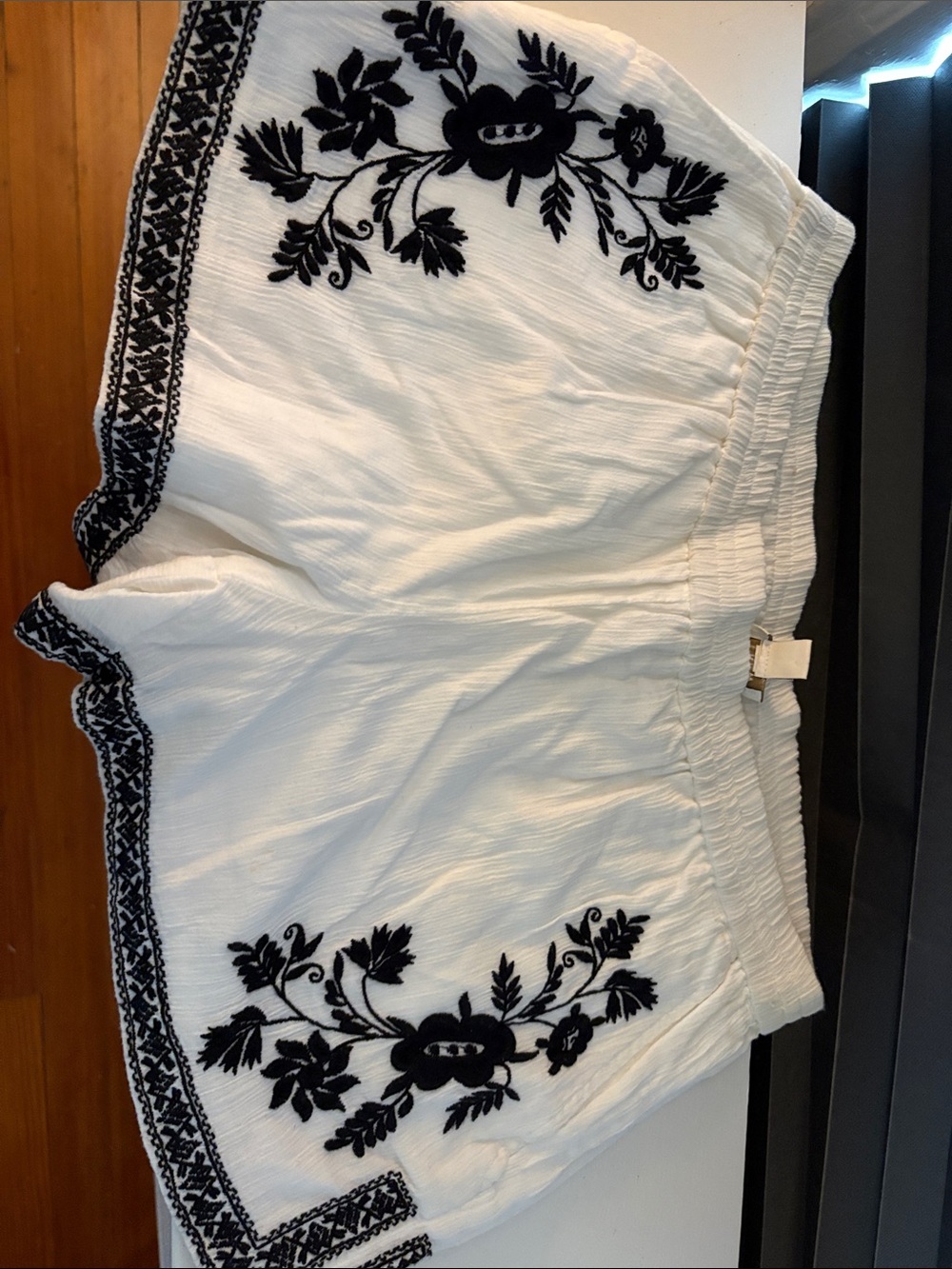 J. Crew White Textured Elastic Waist Shorts